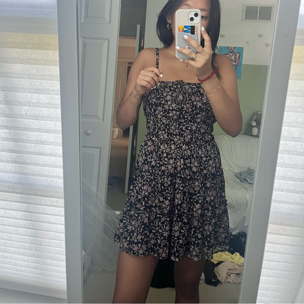 Floral open back mini dress